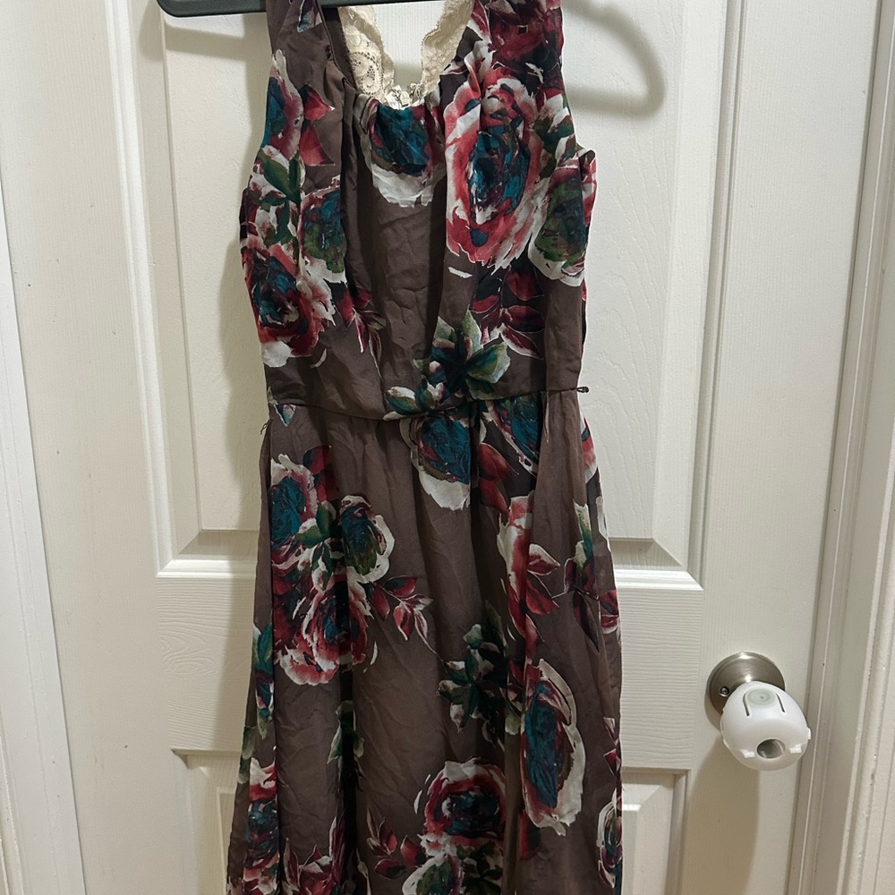 Maurices Floral Midi Dress - Brown and Red